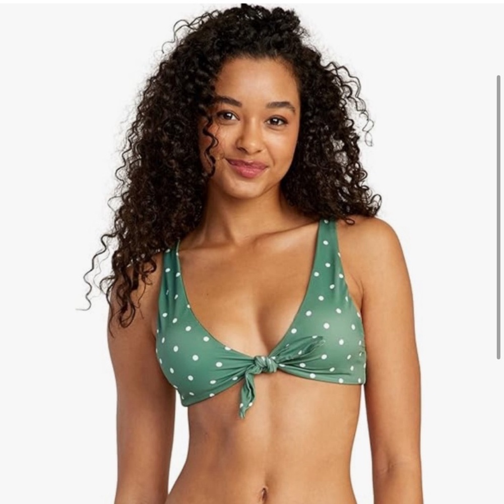 NWT Extra Large RVCA Standard Front Tie Polka-dot Bikini Swimsuit Top